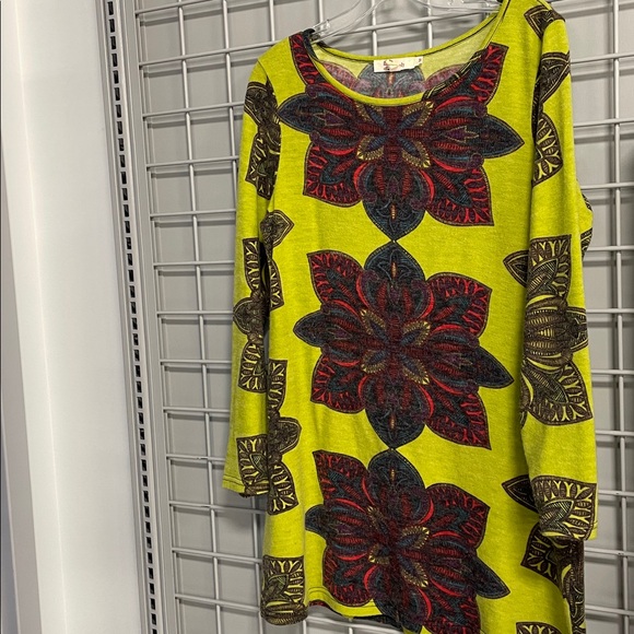 Anthropologie Aryeh Sweater Dress Size M Olive Green Mandala Print Wearable Art - Picture 6 of 11